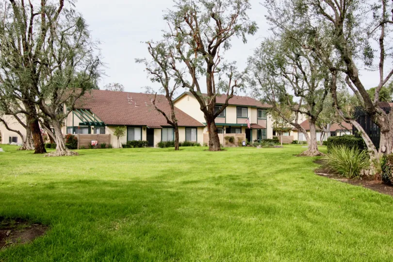 A large and lush green field of grass inside Windwood located in Anaheim Hills California