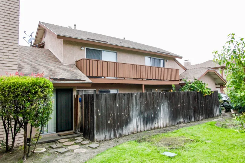 The backyard of a home in the Bramble Village located in Anaheim California.