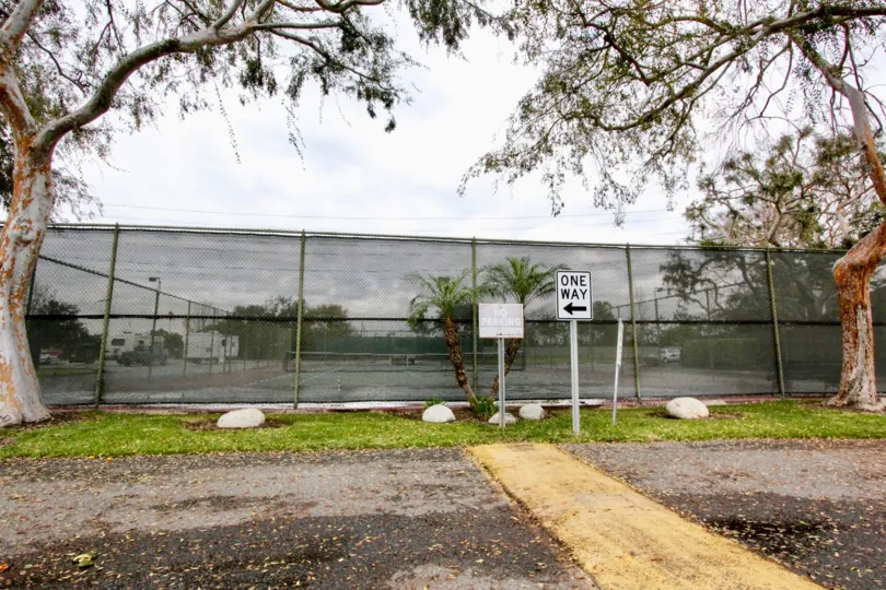Fence leading to softball court in Casa Emperador, Anaheim CA