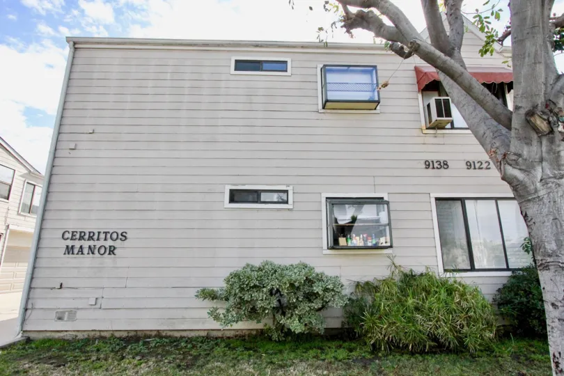 A two story apartment in the Cerritos Manor community in Anaheim, California.