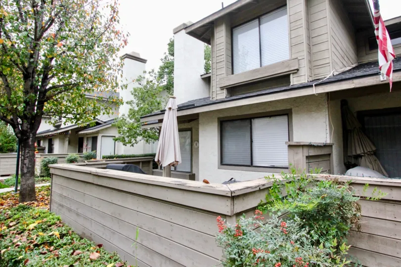 Patio/deck view of the Lakeview Townhomes in Anaheim, California