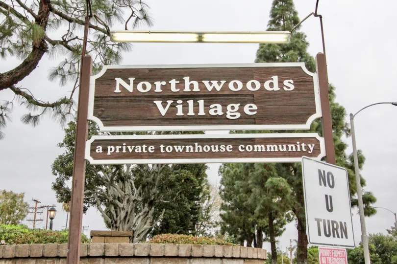 The entrance board at Northwoods village a residential community