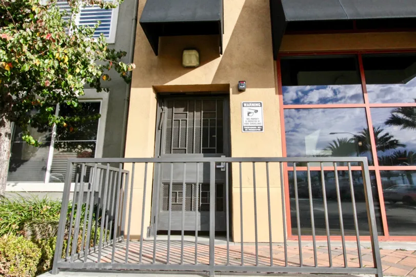 Secure side entrace to the Stadium Lofts residing in Anaheim California.
