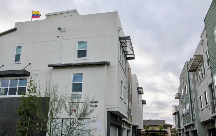 Flag is flying placed at the terrace of the Apartment in The Parker Collection