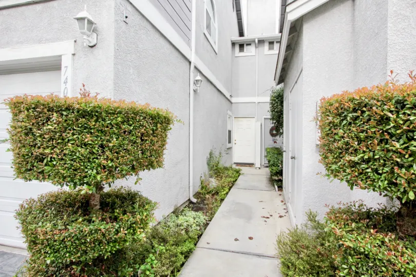 A small path in the Western Bay Estates between buildings.