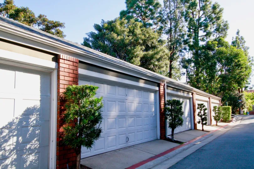 THE WALL OF A BUILDING ENTRANCE LOOKS LIKE WHITE WITH DARK RED COLOUR AND SOME PLANTS ON THE WALL ROAD AND MORE TREES ARE INSIDE THE ENTRANCE AT THE MORNING TIME.
