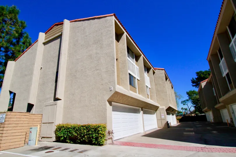 Nice View of Villas with blue sky in Wilson Park Condos of Costa Mesa