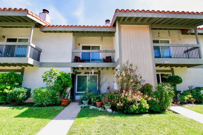 College Townhomes Cypress California great balcony designs and chimney found at top