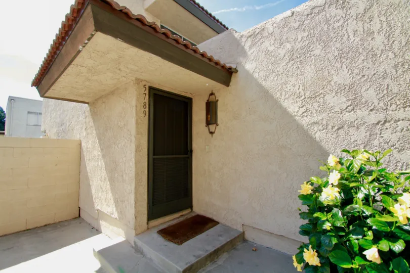 A SMALL HOUSE WITH A DOOR AND A SMALL PLANT ALSO THERE AND THE ROOF LOOKS MAROON COLOR AND THE SKY ALSO GOOD AT THE MORNING TIME