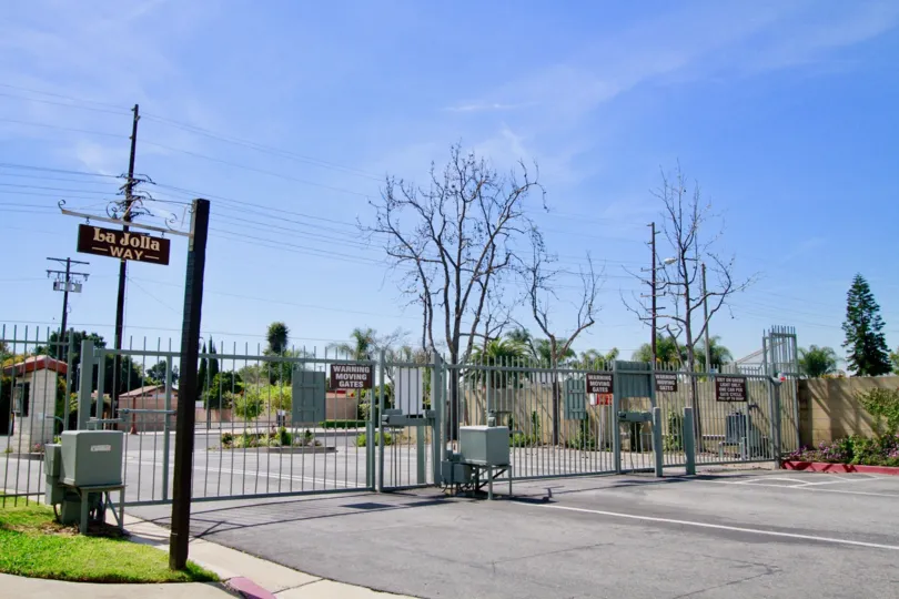 Cypress Monterey's blue sky and colorful neighborhood in Cypress, California