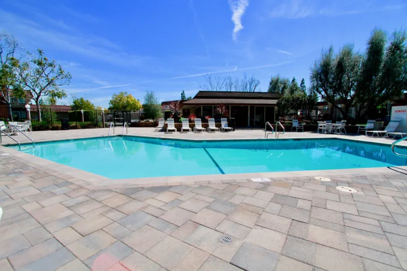 A gorgeous sunny day at the Cypress Village community pool.