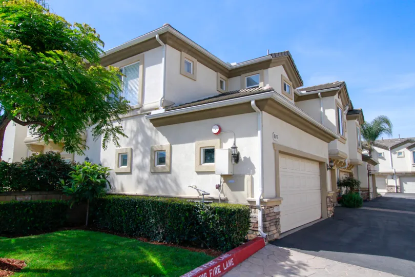 The lawn space of homes in La Salle Glen in Cypress, California