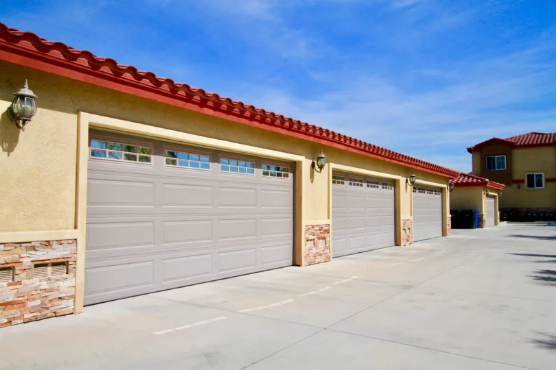 Lourdes Court cypress California single long vertical roof covers long building block