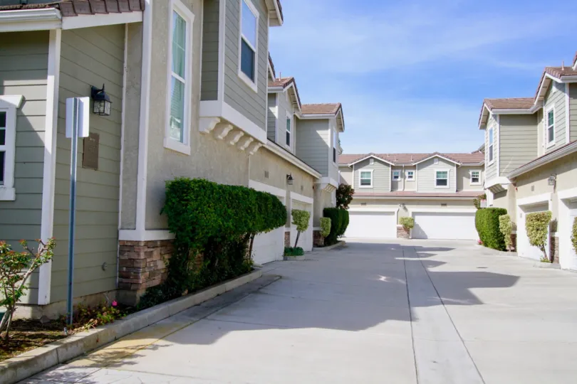 Willow Tree Estates Cypress California factory shaped ordered house blocks in day time