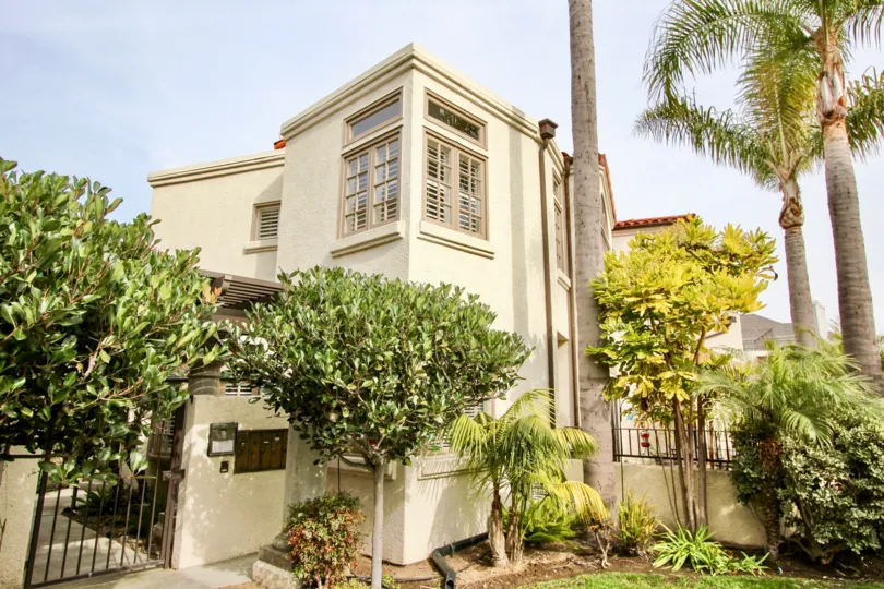 Sideview with trees and plants of Portofino community, Dana Point, CA