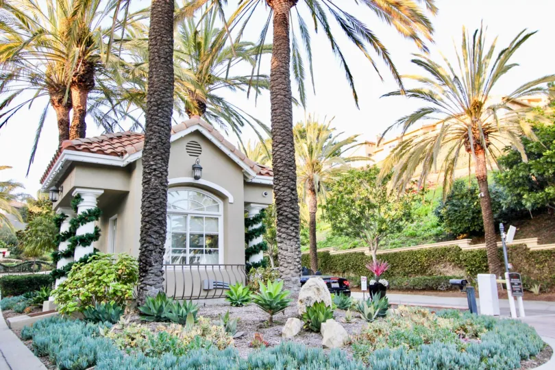 a warm day in the ritz pointe with house that has 6 trees and parking on car