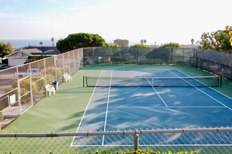 THE PLAY GROUND IN THE SEA RIDGE WITH THE NET, CHAIR, VAN, PLANTS, TREES