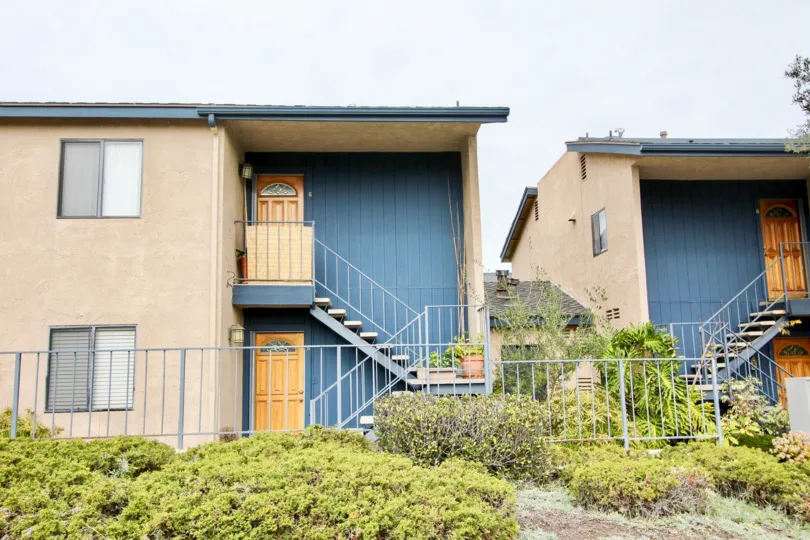 Side view with stairs of Sea View Condos community, Dana Point, CA