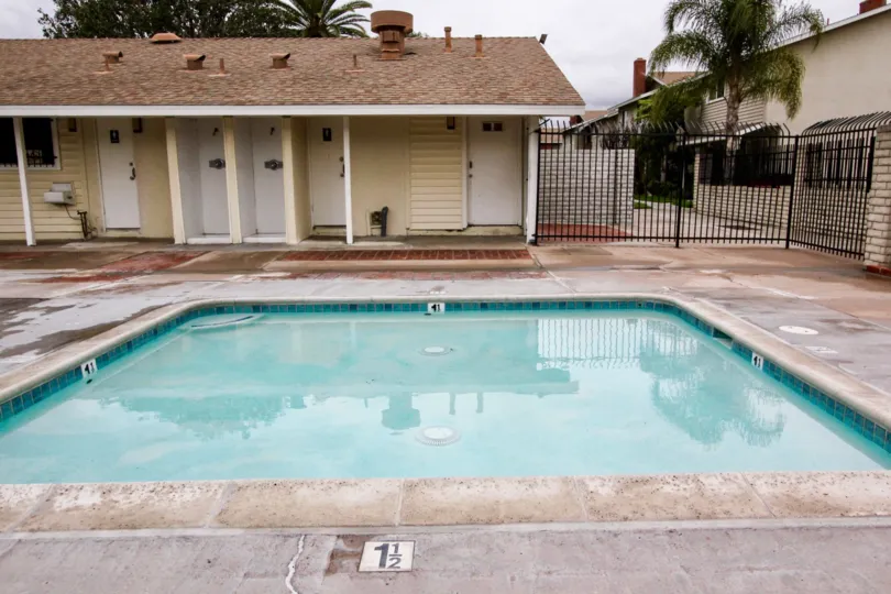 Harbor Valley Fountain California neat and simply model with pool and coconut trees inside