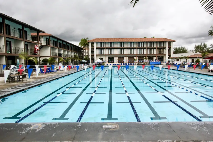 Los Caballeros Fountain Valley California place looks ready for conducting swimming sports in cloudy day