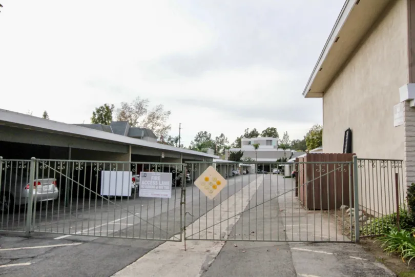 Casa Del Amo Fullerton California factory like model infrastructure with long pathway