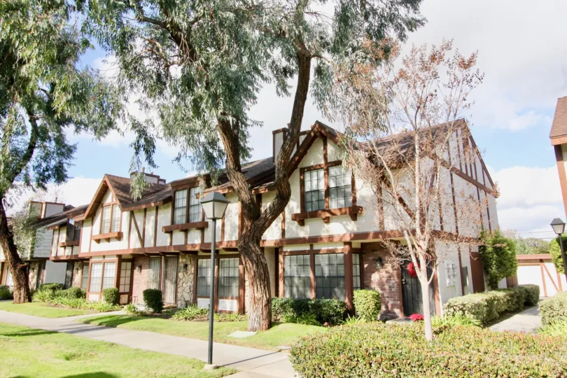 Tall tree is present before to the house in Chelsea Park Estates with light lamp and bushes