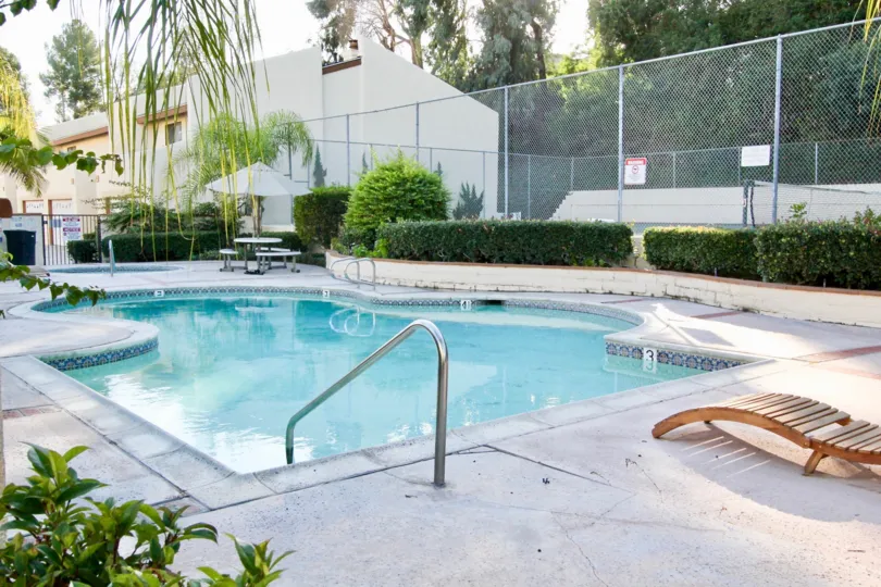 A poolside view in the Country Villas of Fullerton, California