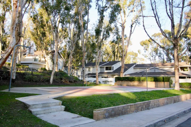 A luxurious basketball court inside Coyote Hills Bluffs in Fullerton CA