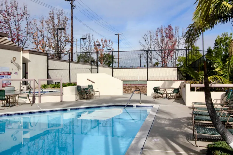 A sunny day by the pool at Greenview Terrace in Fullerton, CA