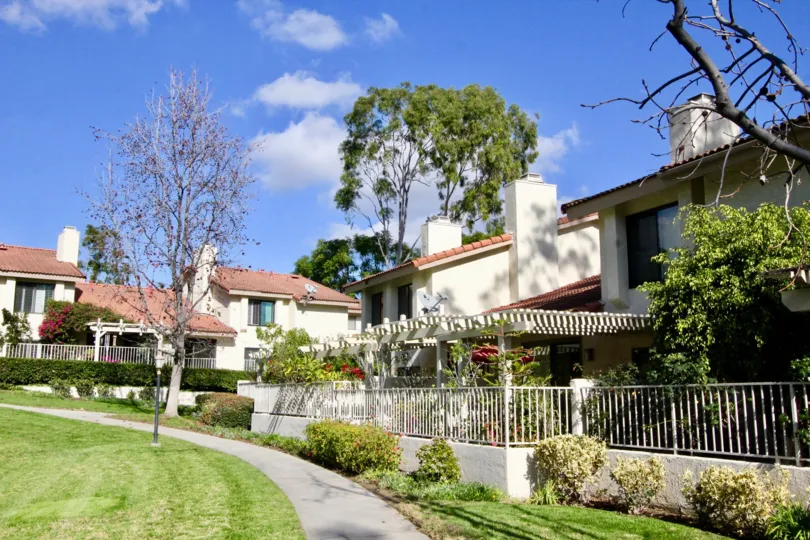 Malvern Creek Fullerton California with closer house building with hut roof model and grill gate works