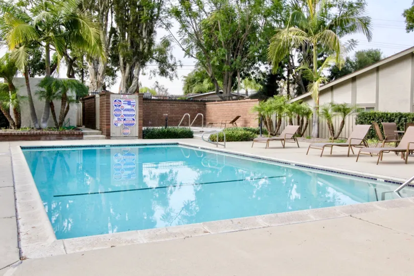 The pool area at Orchard Lane is clean and inviting to its residents.
