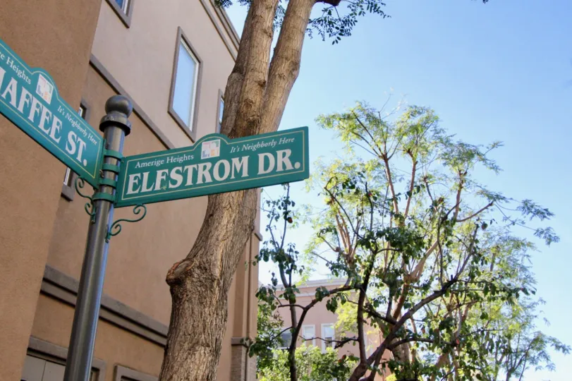 Two different street signs located in Studio Walk community.