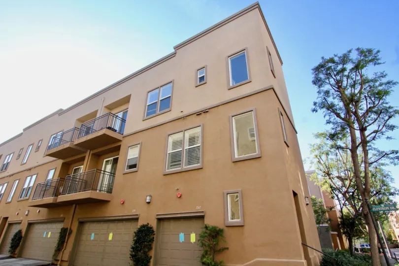 Studio Walk Fullerton California with emerged balcony and color decoration lights arranged in front side