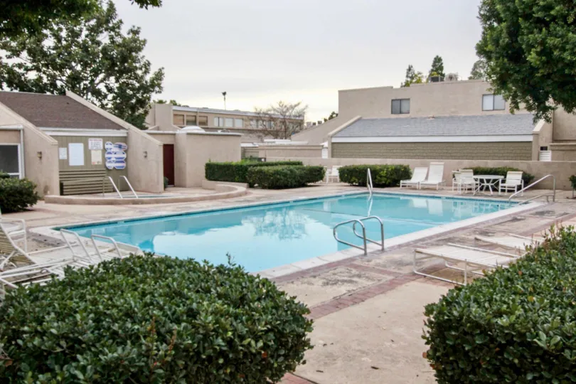 A quiet day by The Arbor community pool located in Fullerton, CA