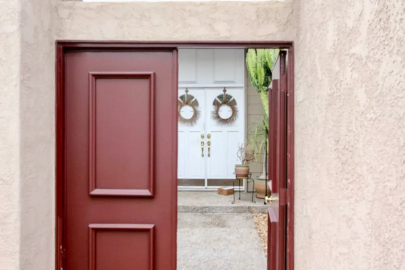 A doorway leading to another entrance in The Arbor neighborhood of Fullerton, California.