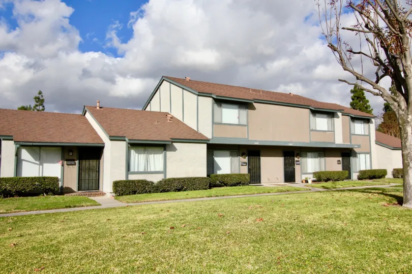 Beige apartment building in the Brookdale community of Garden Grove, CA