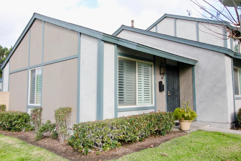 A one-story residence with an exterior garden at Brookdale, in Garden Grove, California.