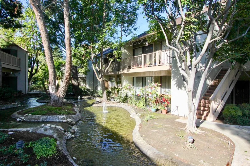 Lakeside Building having green park with tree at Garden grove