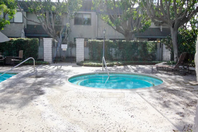 A pool and hot tub at Livingston Meadows, in Garden Grove California.