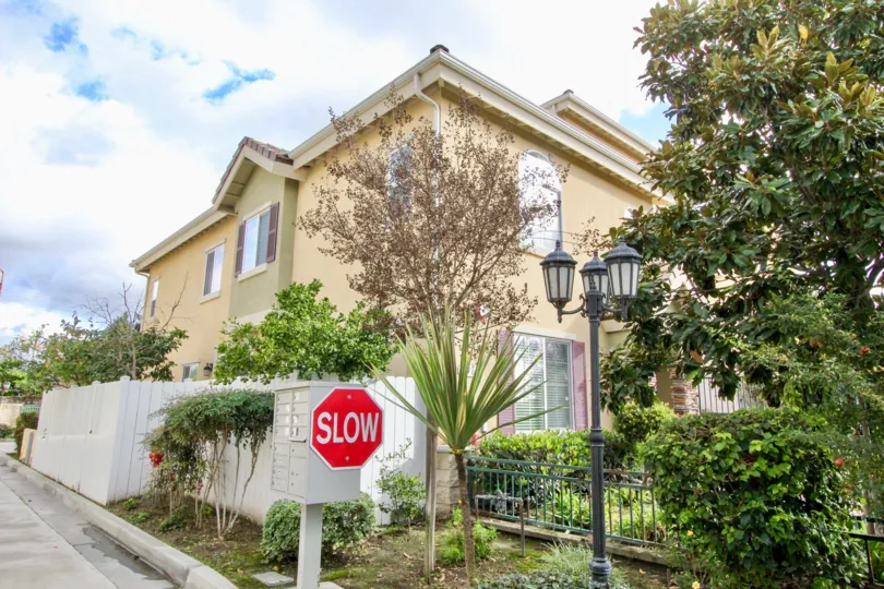A residential complex alongside a street at Lorna Villa, in Garden Grove, California.