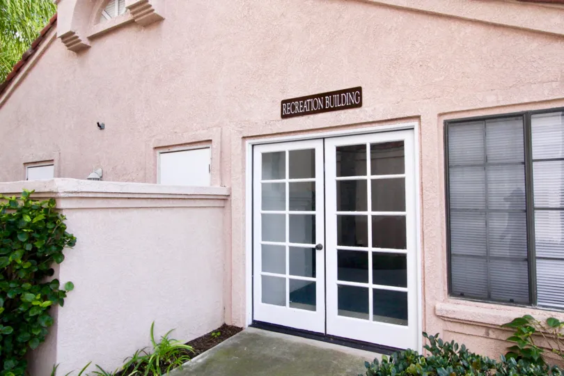 A recreational building in Martinique Gardens in Garden Grove, California.