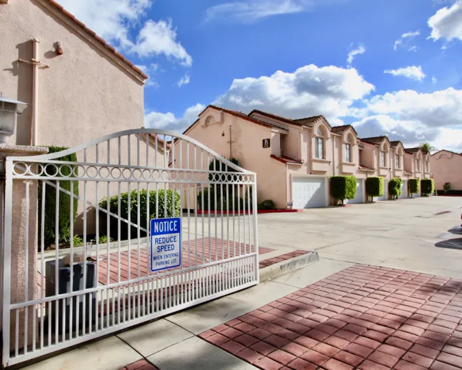 Sunny day at a gated complex in Garden Grove California