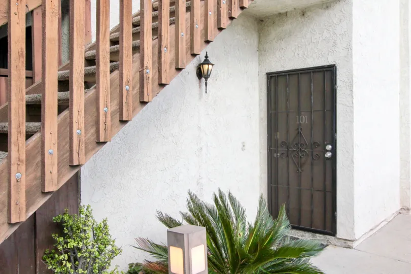 Wrought iron work and greenery at Meadow Brook Village in Garden Grove, CA