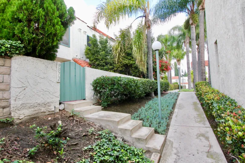 A walkway between homes found in the sunny community of Strawberry Hill in Garden Grove, California.