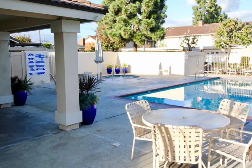 A clear day next to the pool and jacuzzi at the Valley View Park in Garden Grove, California