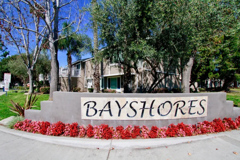 the welcom stone of the baystores in which it written in capital letter it in california