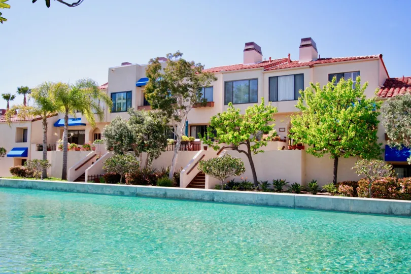 Broadmoor Harbor Huntington Beach California combination color blue and pink are looking good at distance