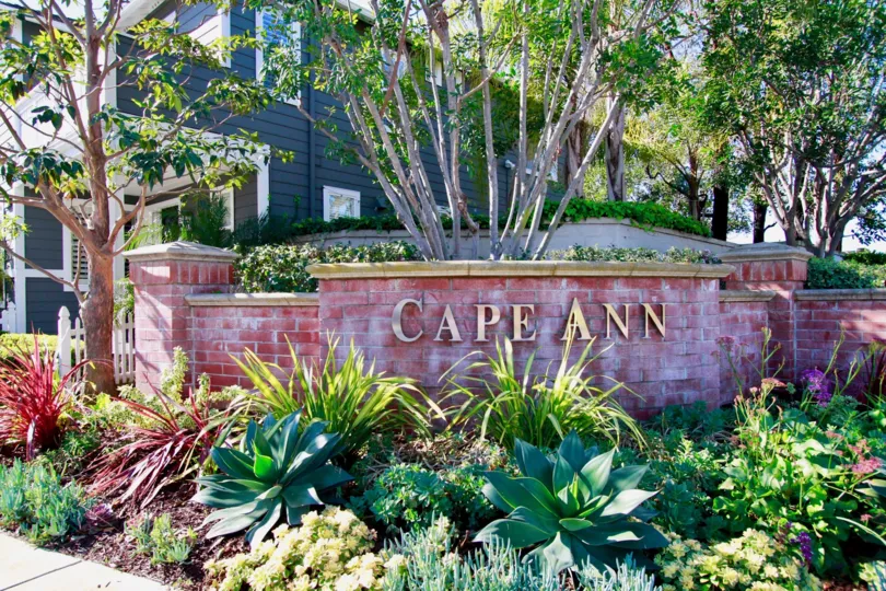 Fabulous Front view with Sign board and garden in Cape Ann of Huntington Beach