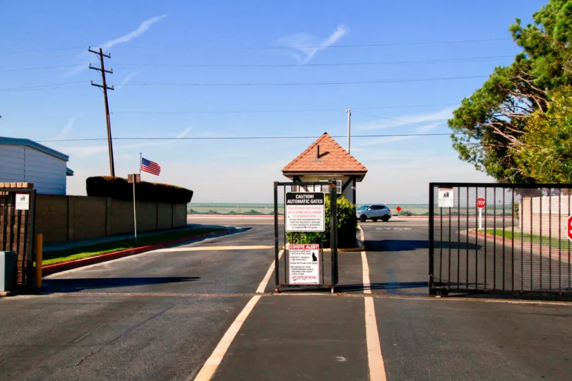 Gated security entrance to Gables in Huntington Beach