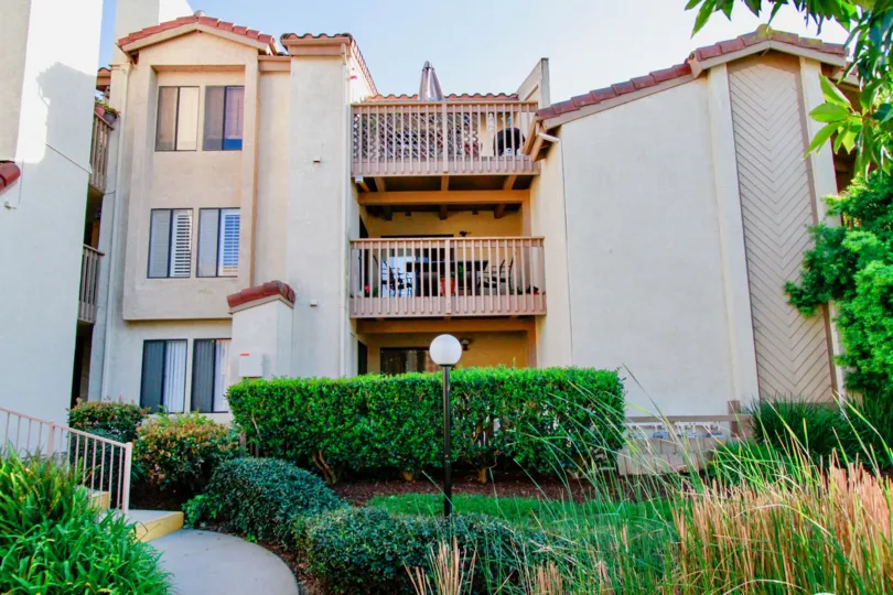 Awesome view of Apartment with balcony and front view with small garden in Harbour Vista of Huntington Beach